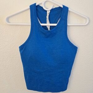 Lululemon Ebb to Street Cropped Racerback Tank Top - Size 4 - Blue - B/C Cup